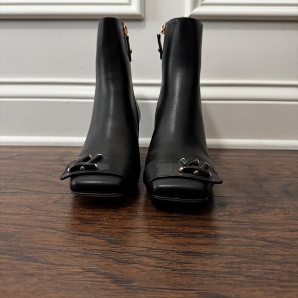 Chunky heel square toe monogram ankle bootie - Picture 4 of 8